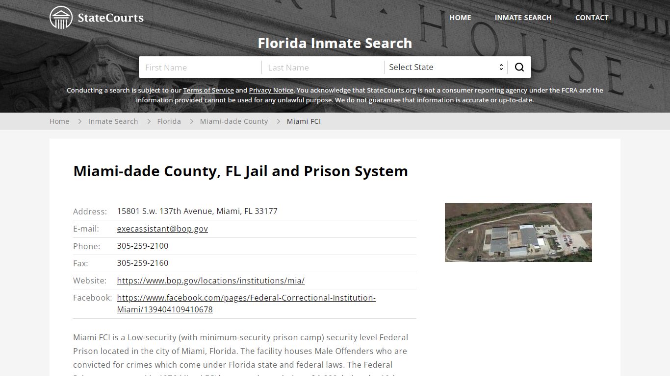 Miami FCI Inmate Records Search, Florida - StateCourts